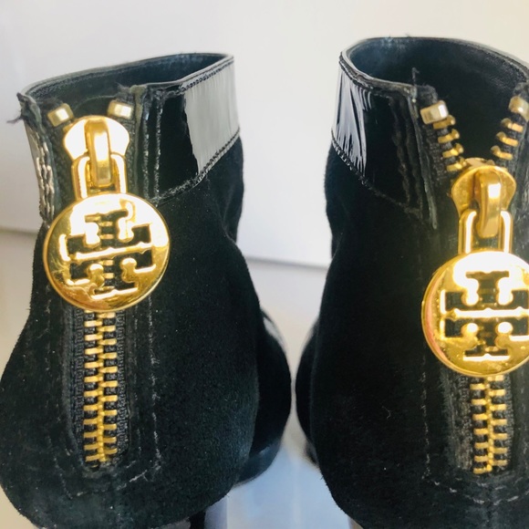 Tory Burch Suede & Patent Platform Boots - Picture 1 of 6